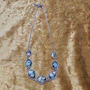 Elegant Silver Necklace with Abalone Shell Accents